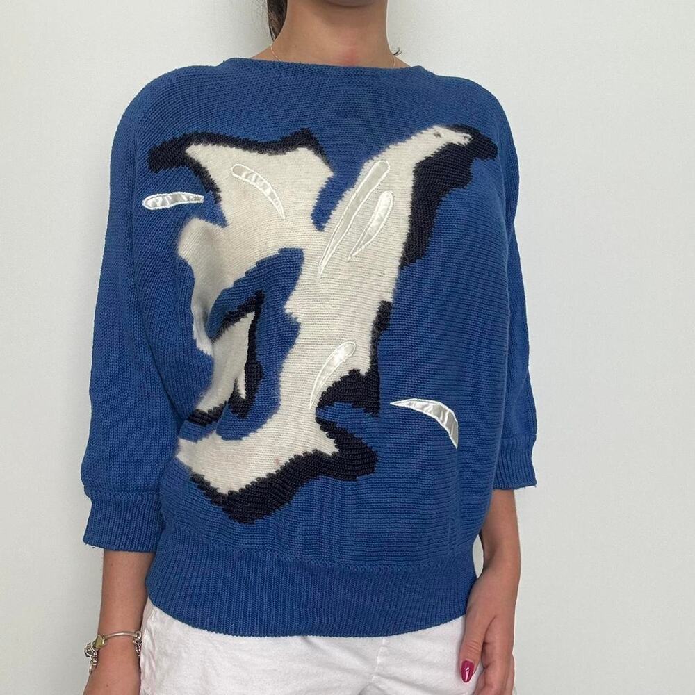 Andrea Gayle Petites Royal Blue Vintage Sweater